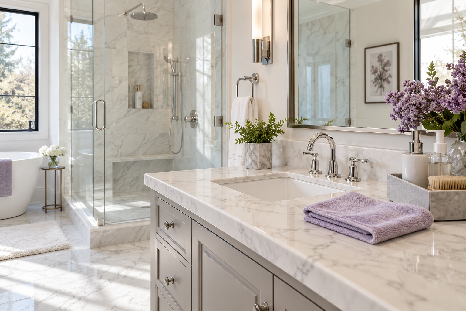 Freshly cleaned luxury bathroom